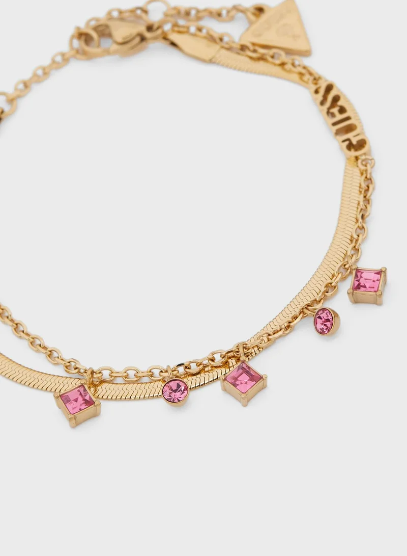 GUESS Rose Charms Double Chain Detail Bracelet