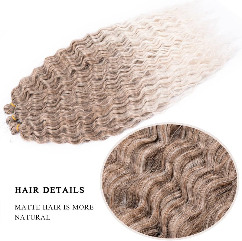 MAYSA Curly Braiding Crochet Hair Synthetic Deep Wave Crochet Hair 30 Inch 6Packs Ocean Wave Hair Extension for Women #10/56c Brown mix Blond - Image 3
