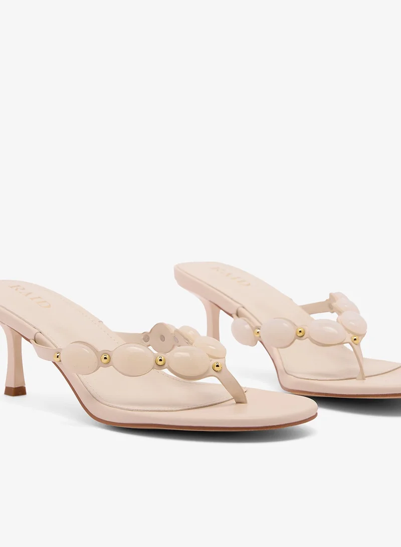 RAID OFF WHITE PU Comfort Heeled Sandals for Women | Best Price UAE