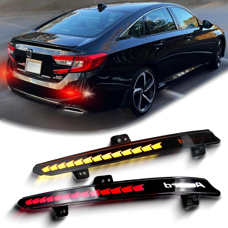 BINQIGOO Smoke Housing Full LED Rear Reflector Fog DRL Kit for Honda Accord 10th 20182021 Function as Sequential Turn Signal LightsDaytime Running LightBrake Light Kit