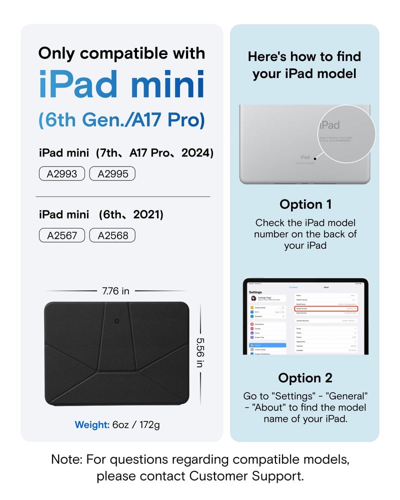MOFT Dynamic Folio Case for iPad mini 7th A17 Pro 2024 & iPad mini 6th A15 2021, 8.3 Inch Slim Magnetic Stand Case with 20+ Viewing Angles, Auto Wake/Sleep, Ultra Thin, Navy Blue x Oz Green - Image 2