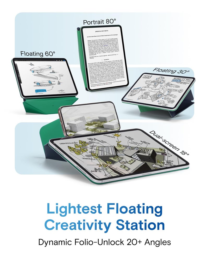 MOFT Dynamic Folio Case for iPad mini 7th A17 Pro 2024 & iPad mini 6th A15 2021, 8.3 Inch Slim Magnetic Stand Case with 20+ Viewing Angles, Auto Wake/Sleep, Ultra Thin, Navy Blue x Oz Green - Image 3