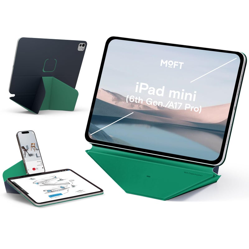 MOFT Dynamic Folio Case for iPad mini 7th A17 Pro 2024 & iPad mini 6th A15 2021, 8.3 Inch Slim Magnetic Stand Case with 20+ Viewing Angles, Auto Wake/Sleep, Ultra Thin, Navy Blue x Oz Green - Image 1