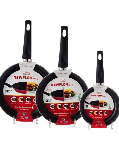 New Flon Cookware set 3 pieces size 20-24-28 cm