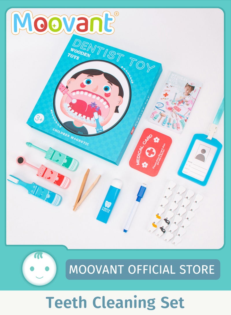 Moovant مجموعة أدوات الطبيب الخشبية للأطفال، مجموعات ألعاب الطبيب التظاهرية، ألعاب تعليمية لمرحلة ما قبل المدرسة، مجموعة طبيب الأسنان، مجموعة لعب دور الطبيب، مجموعة الطبيب الاصطناعي للأطفال الصغار والأطفال - Image 1