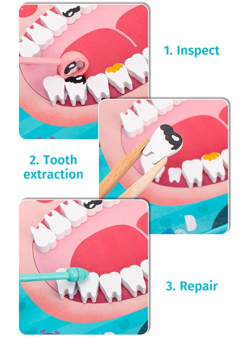 Moovant مجموعة أدوات الطبيب الخشبية للأطفال، مجموعات ألعاب الطبيب التظاهرية، ألعاب تعليمية لمرحلة ما قبل المدرسة، مجموعة طبيب الأسنان، مجموعة لعب دور الطبيب، مجموعة الطبيب الاصطناعي للأطفال الصغار والأطفال - Image 4