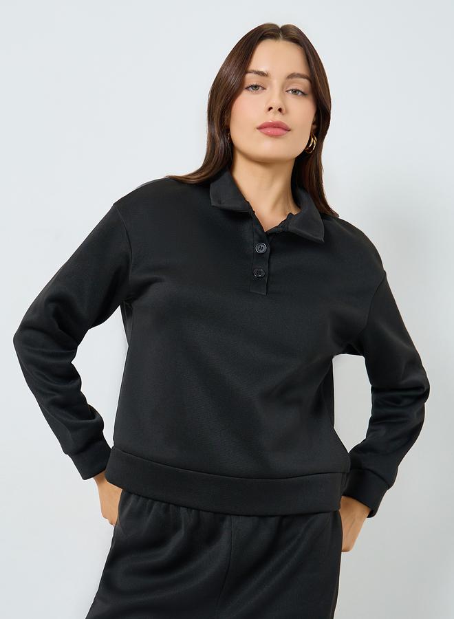 ستايلي طقم منسق من سويت شيرت بأزرار وجوغر - Image 3