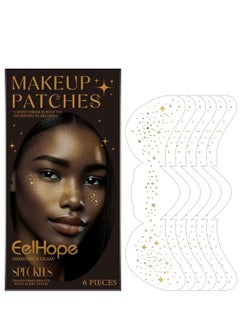 Eelhope Gold Glitter Freckles Face Tattoo 6Pcs, Face Makeup Patches, Temporary Sparkle Freckles Stickers, Waterproof Face and Body Glitter Dots For Women, Festival Makeup Freckles, Faux Freckles  - Image 1