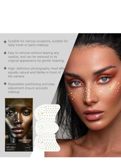 Eelhope Gold Glitter Freckles Face Tattoo 6Pcs, Face Makeup Patches, Temporary Sparkle Freckles Stickers, Waterproof Face and Body Glitter Dots For Women, Festival Makeup Freckles, Faux Freckles  - Image 2