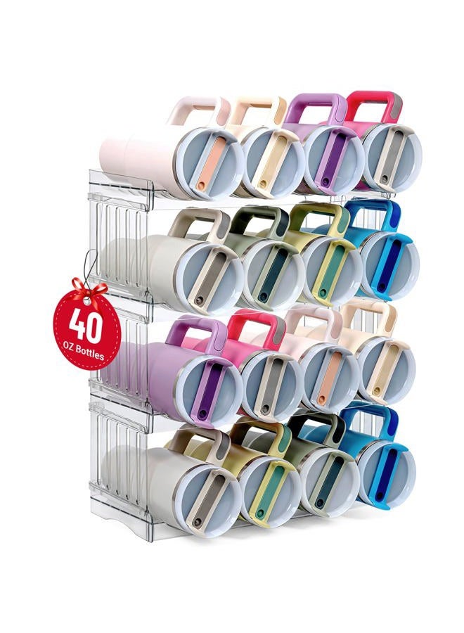 Bobomoment Water Bottle Organizer for Full Stanley 40 oz Tumbler with Handle, Cabinet Pantry Kitchen Organizers and Storage for Owala Stanley Cup Accessories Holder, Patented Stackable Tumbler Organizer Gifts - Image 1