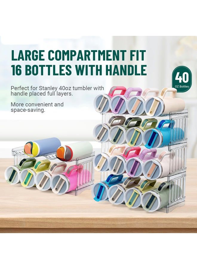 Bobomoment Water Bottle Organizer for Full Stanley 40 oz Tumbler with Handle, Cabinet Pantry Kitchen Organizers and Storage for Owala Stanley Cup Accessories Holder, Patented Stackable Tumbler Organizer Gifts - Image 2