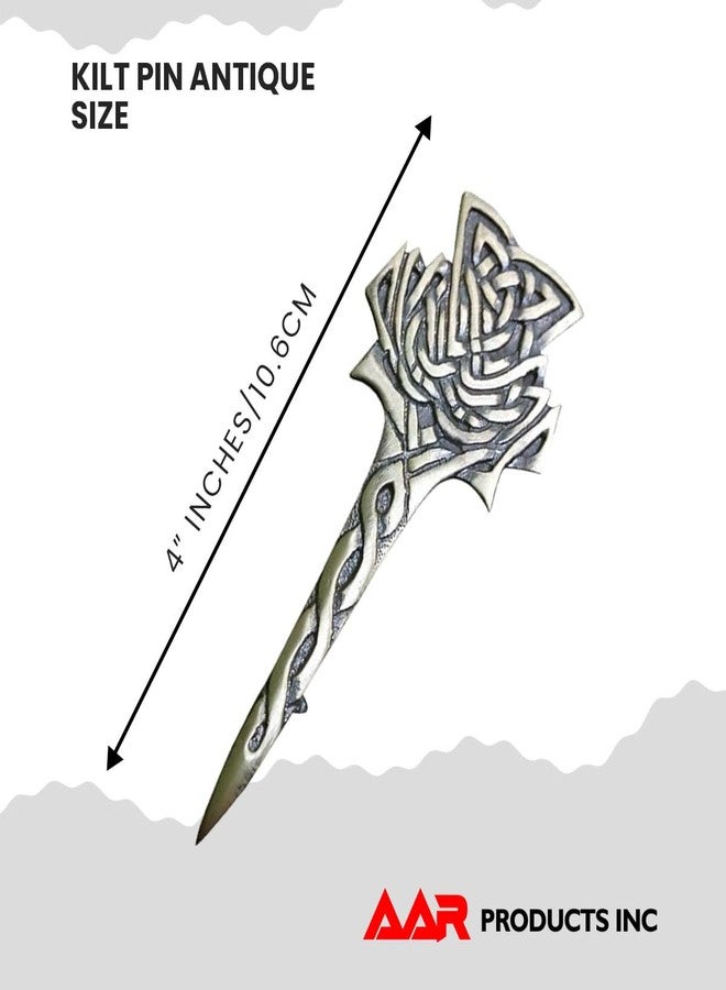 AAR Scottish Big Thistle Celtic Design Kilt Pin (Antique) - Image 3