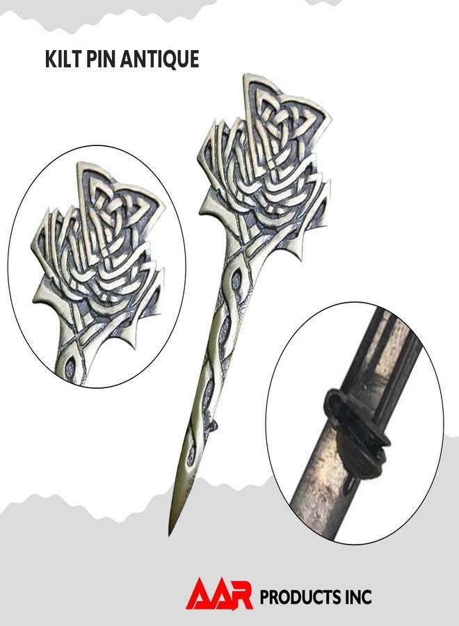 AAR Scottish Big Thistle Celtic Design Kilt Pin (Antique) - Image 2