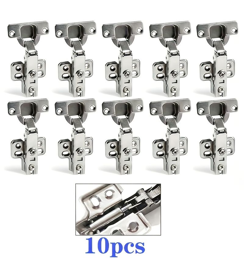 10pcs 18-304 Door Hinge Damping Buffer Wardrobe Cabinet Door Hinge Large Bend Middle Bend Straight Bend 110 Degree Opening Aircraft Spring Hydraulic Hinge Folding - Image 5