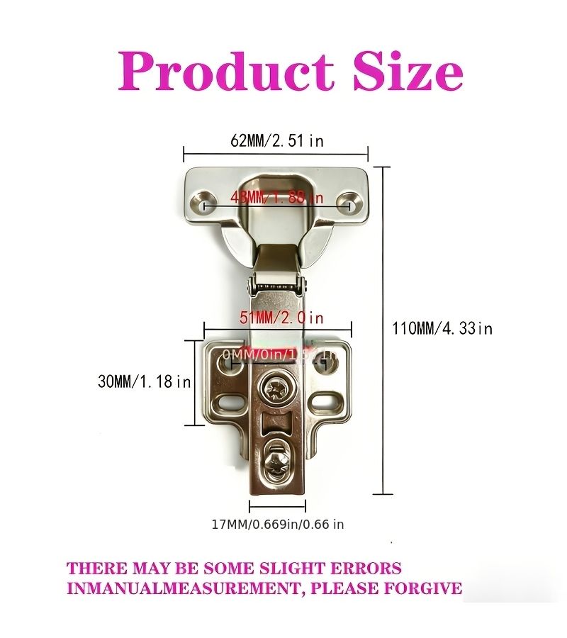 10pcs 18-304 Door Hinge Damping Buffer Wardrobe Cabinet Door Hinge Large Bend Middle Bend Straight Bend 110 Degree Opening Aircraft Spring Hydraulic Hinge Folding - Image 2