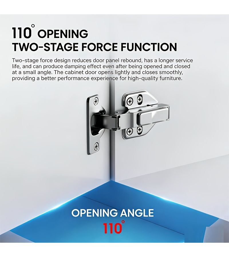 10pcs 18-304 Door Hinge Damping Buffer Wardrobe Cabinet Door Hinge Large Bend Middle Bend Straight Bend 110 Degree Opening Aircraft Spring Hydraulic Hinge Folding - Image 1