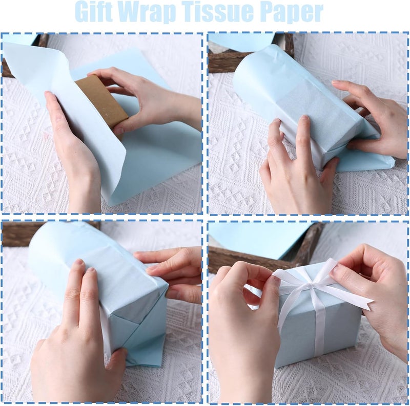 Koogel 330 Sheets Tissue Paper Bulk, 14 x 10 Inch Sky Blue Gift Wrapping Tissue Paper for Wedding Birthday DIY Crafts Art Project - Image 4
