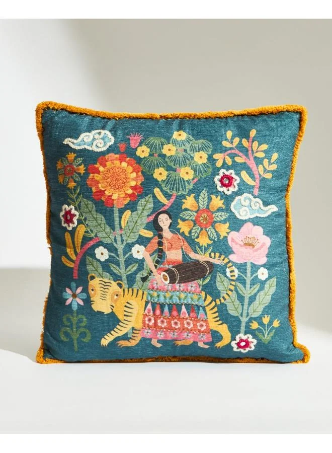 Chumbak Marigold Gala Cushion Cover 16"