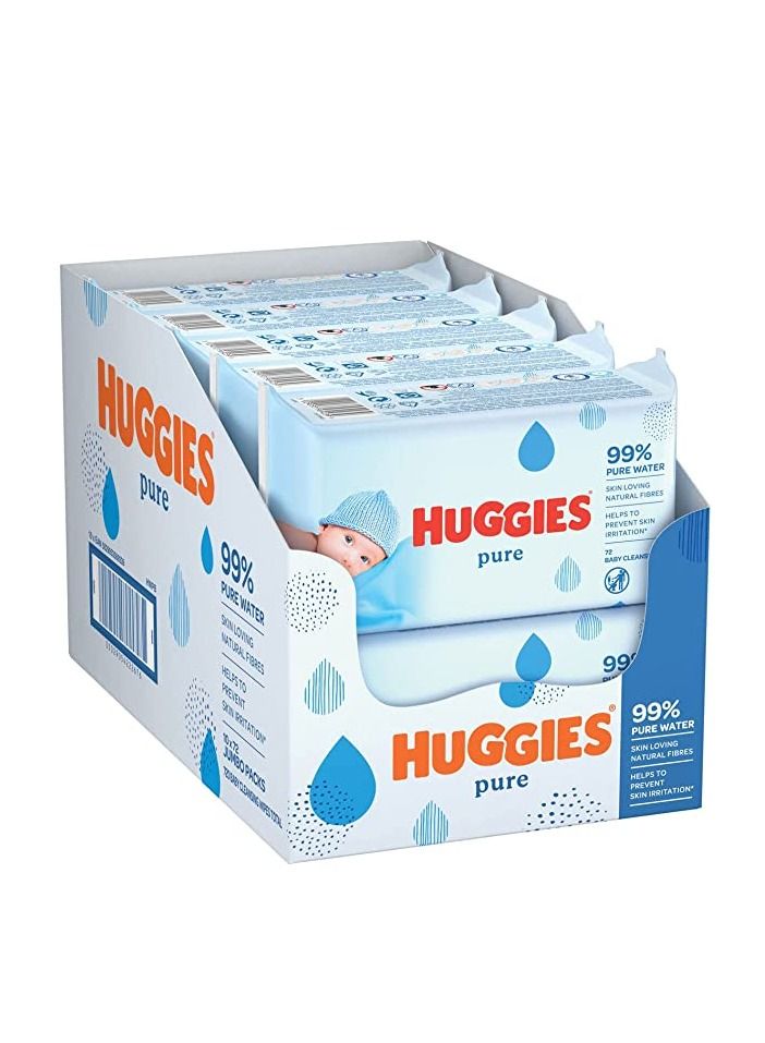 Huggies Baby Wipes Pure, 56s X 10 (560 Wipes) - Image 1