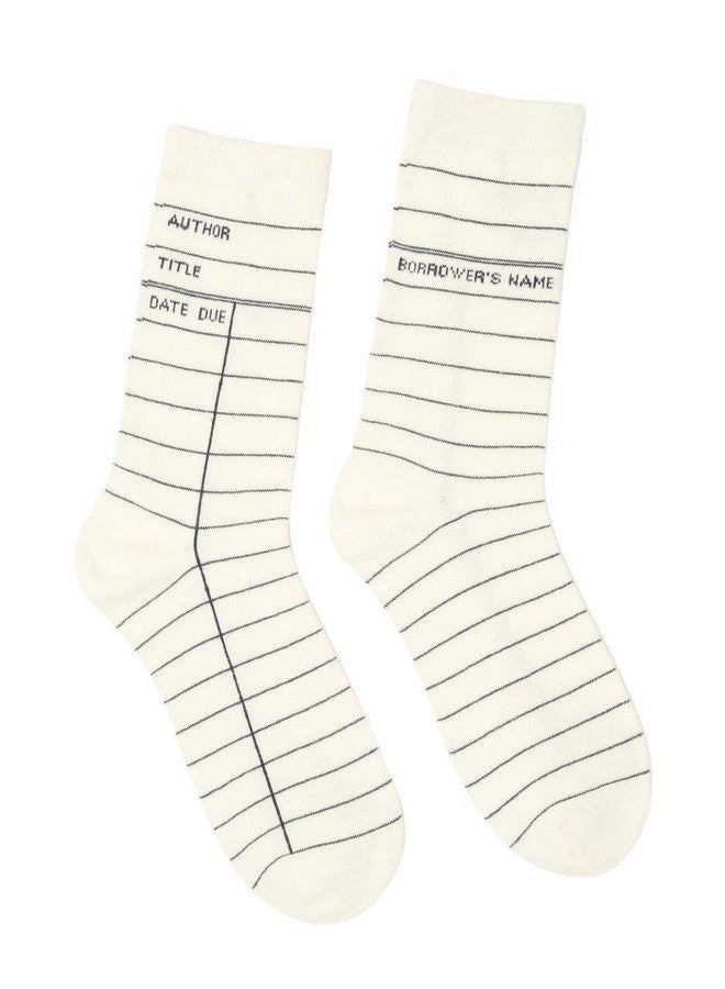 Out of Print Library Card White Socks Unisex Large - Image 1