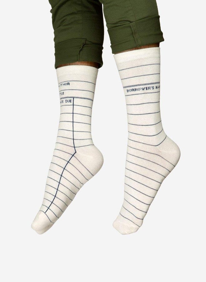 Out of Print Library Card White Socks Unisex Large - Image 2