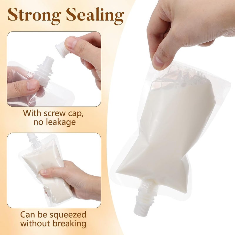 Generic 50pcs Plastic Drinking Flasks 200ml Leakproof and Tight Sealing Beverage Pouch Bags with Straw for Camping and Fishing Travel - Image 3