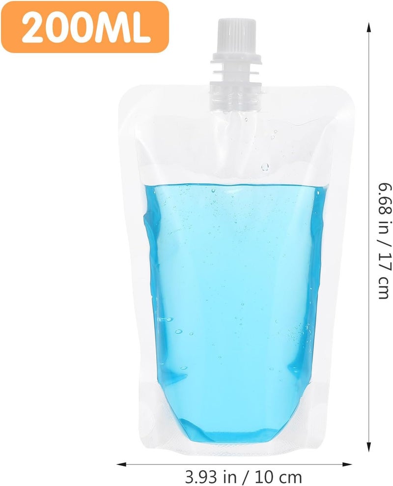 Generic 50pcs Plastic Drinking Flasks 200ml Leakproof and Tight Sealing Beverage Pouch Bags with Straw for Camping and Fishing Travel - Image 2