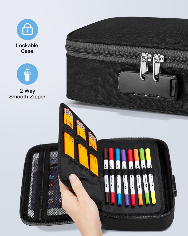 Zannaki Big Capacity Storage Pouch Marker Pen Pencil Case Simple Stationery Bag Box Art Tool & Sketch Storage Boxes for Bullet Journal Middle High School Office College Student Girl Women Adult Teen - Image 2
