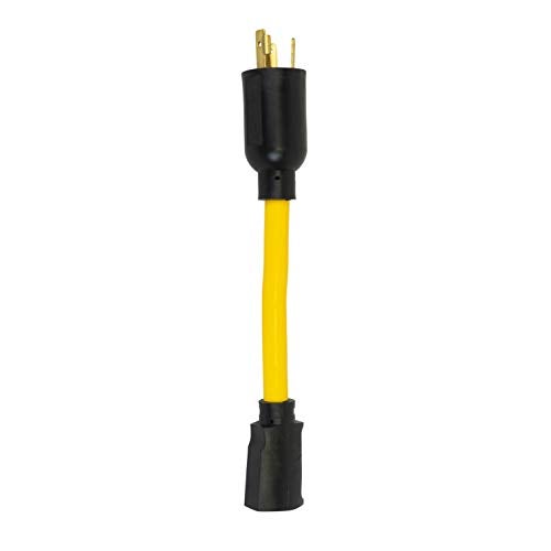 Coleman Cable سلك محول مولد ساوث واير - كابل مضغوط بطول 9 بوصات 12/3 STW - مع قابس قفل دوار ومأخذ فردي - 120 فولت - 15 أمبير - مثالي للمقاولين واحتياجات الطاقة الخارجية - أصفر - Image 1