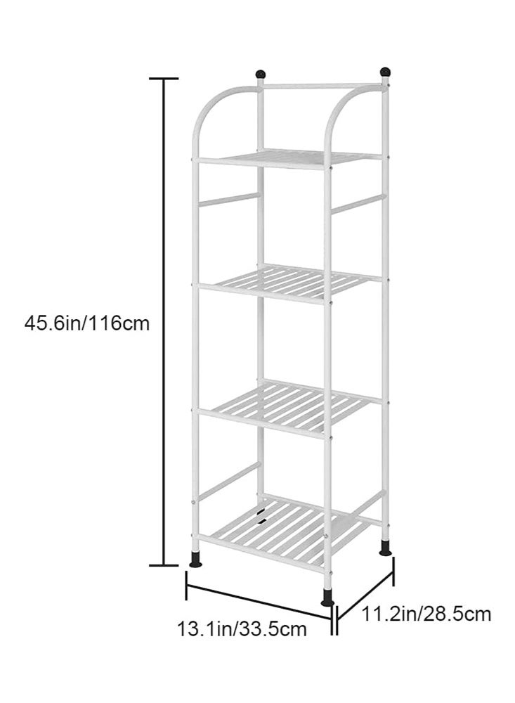 Solerconm 4 Tier Bathroom Storage Open Shelf Unit,Storage Shelf Rack,Free-Standing Metal Corner Rack Shelving for Bathroom,Kitchen, Living Room, Hallway,Display Bath Essentials, Planters, Books (4-Tier, White) - Image 2