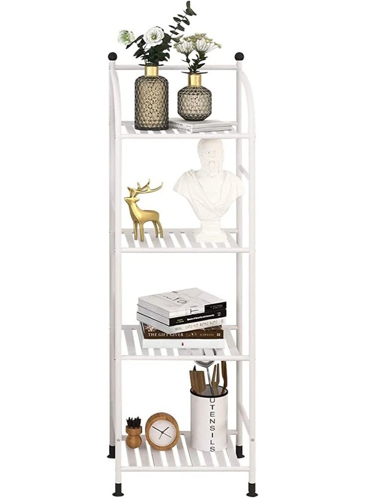 Solerconm 4 Tier Bathroom Storage Open Shelf Unit,Storage Shelf Rack,Free-Standing Metal Corner Rack Shelving for Bathroom,Kitchen, Living Room, Hallway,Display Bath Essentials, Planters, Books (4-Tier, White) - Image 3