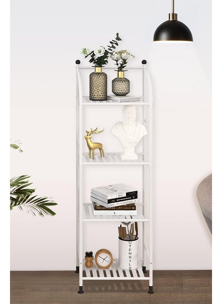 Solerconm 4 Tier Bathroom Storage Open Shelf Unit,Storage Shelf Rack,Free-Standing Metal Corner Rack Shelving for Bathroom,Kitchen, Living Room, Hallway,Display Bath Essentials, Planters, Books (4-Tier, White) - Image 4