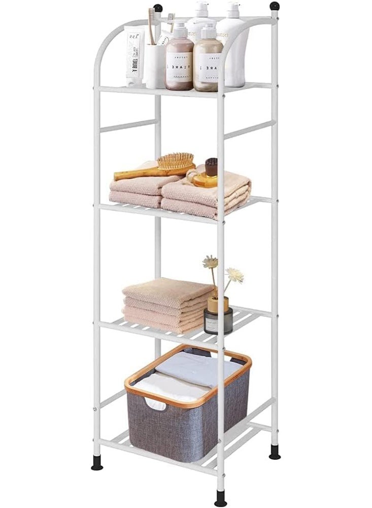 Solerconm 4 Tier Bathroom Storage Open Shelf Unit,Storage Shelf Rack,Free-Standing Metal Corner Rack Shelving for Bathroom,Kitchen, Living Room, Hallway,Display Bath Essentials, Planters, Books (4-Tier, White) - Image 1