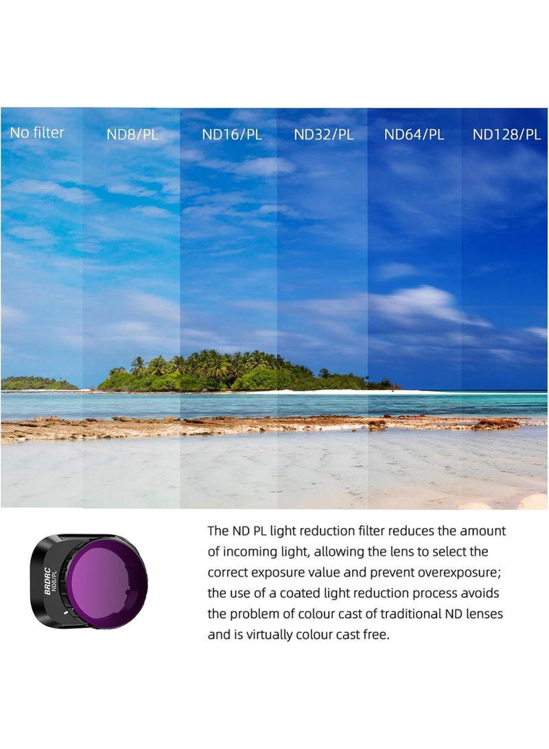 BRDRC ND/PL Filter Kit for DJI Mini 4 Pro – 6-Pack Drone Lens Filters (CPL, ND8/PL, ND16/PL, ND32/PL, ND64/PL, ND128/PL), Ultra-Clear Nano-Coated, Lightweight Aluminum Frame, Waterproof & Scratch-Resistant - Image 4