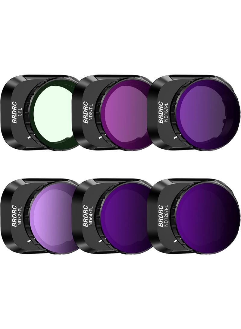 BRDRC ND/PL Filter Kit for DJI Mini 4 Pro – 6-Pack Drone Lens Filters (CPL, ND8/PL, ND16/PL, ND32/PL, ND64/PL, ND128/PL), Ultra-Clear Nano-Coated, Lightweight Aluminum Frame, Waterproof & Scratch-Resistant - Image 1