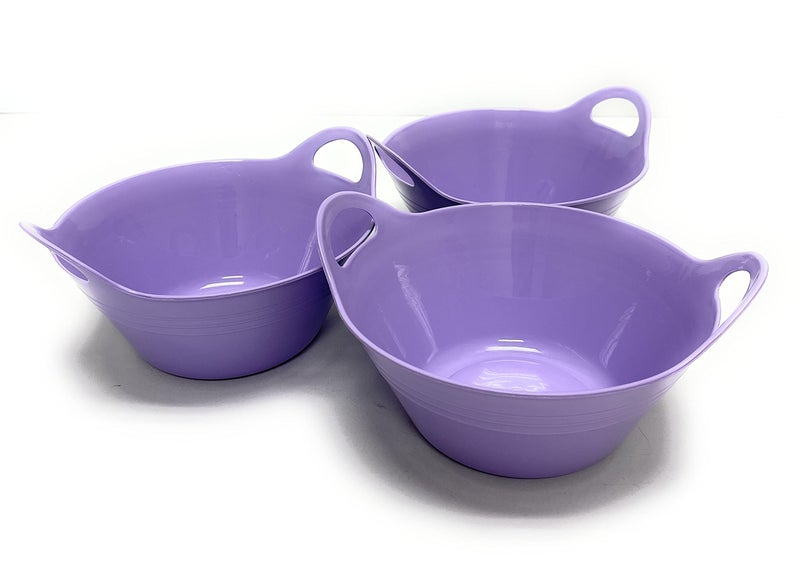 Mintra Home Plastic Bowls with Handles (Lavender  970ml Small 3pk)