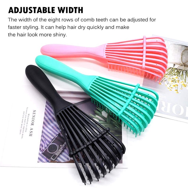 A.DASHER Detangling Brush for Afro American/African 3a to 4c Kinky, Wavy/Curly/Coily Hair - Scalp Massaging Comb for Thick/Long, Wet/Dry/Oily Hair (3 pcs, 3-Black) - Image 3