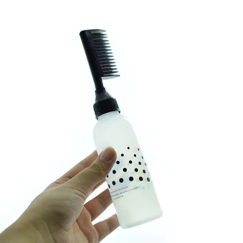 Rinpoche Empty Professional Hair Colouring Graduated Scale Dye Applicator Dispenser Comb Oil Plastic Bottle with Comb Cap for Salon Styling Tool, Hair Oil (Multicolor) (Pack Of 1) - Image 3