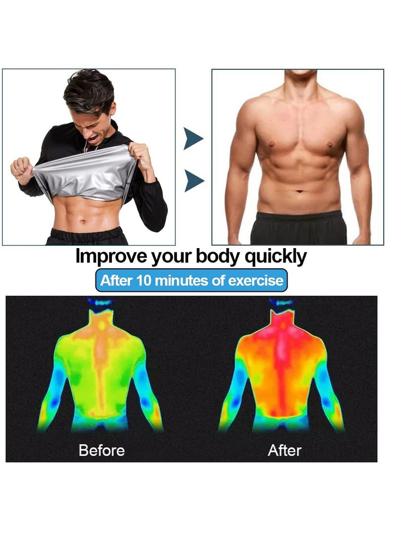 SOLARAE Sauna Suit for Men Sweat Jacket Sweating Shirt Long Sleeve Workout Suits Zipper Gym Exercise Fitness - Image 3