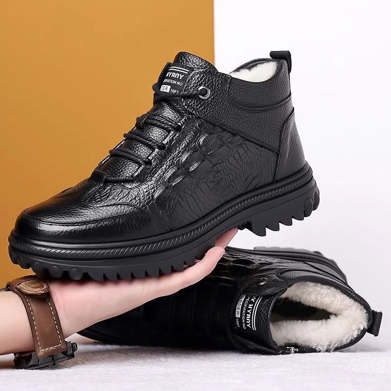Winter Velvet Padded High-Top Cotton Shoes New Warm Rubber Shoes Canvas Non-Slip Wear-Resistant Dad Work Shoes Labor Protection Shoes - Image 4