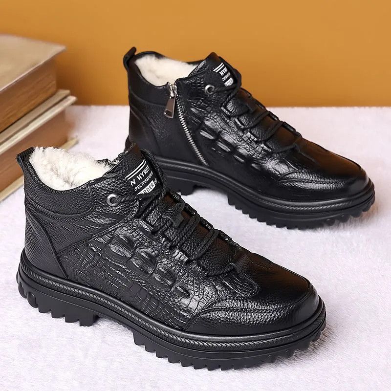 Winter Velvet Padded High-Top Cotton Shoes New Warm Rubber Shoes Canvas Non-Slip Wear-Resistant Dad Work Shoes Labor Protection Shoes - Image 5