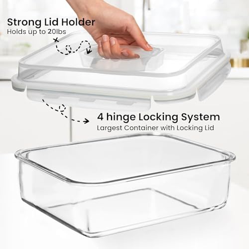 Razab 4800 ML / 163 oz / 21 Cup LARGE Glass Food Storage Container with Airtight Locking Lid. Ideal Storing food, Vegetables, Fruits. Baking Casserole, Lasagna, Roasting Turkey, Chicken BPA Free Oven Safe - Image 3