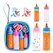 SCOM Baby Doll Bottle Accessories 6 Pcs Feeding Bottle Toys Magic Disappearing Milk Juice Pretend Play Set with Pacifiers Kids Gift Blue - Image 2