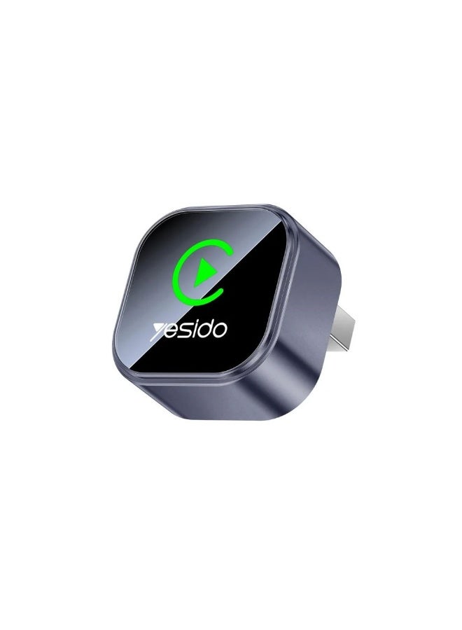 يسيدو محول Yesido KM31 اللاسلكي بنظام "التوصيل والتشغيل" (Plug & Play) لتحويل CarPlay إلى لاسلكي، يدعم شبكة Wi-Fi ثلاثية النطاق (5.8G/5G/2.4G) وتقنية Bluetooth 5.0 ودقة 1080P، مع محول USB-C مرفق. - Image 1