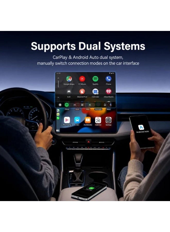يسيدو محول Yesido KM31 اللاسلكي بنظام "التوصيل والتشغيل" (Plug & Play) لتحويل CarPlay إلى لاسلكي، يدعم شبكة Wi-Fi ثلاثية النطاق (5.8G/5G/2.4G) وتقنية Bluetooth 5.0 ودقة 1080P، مع محول USB-C مرفق. - Image 5