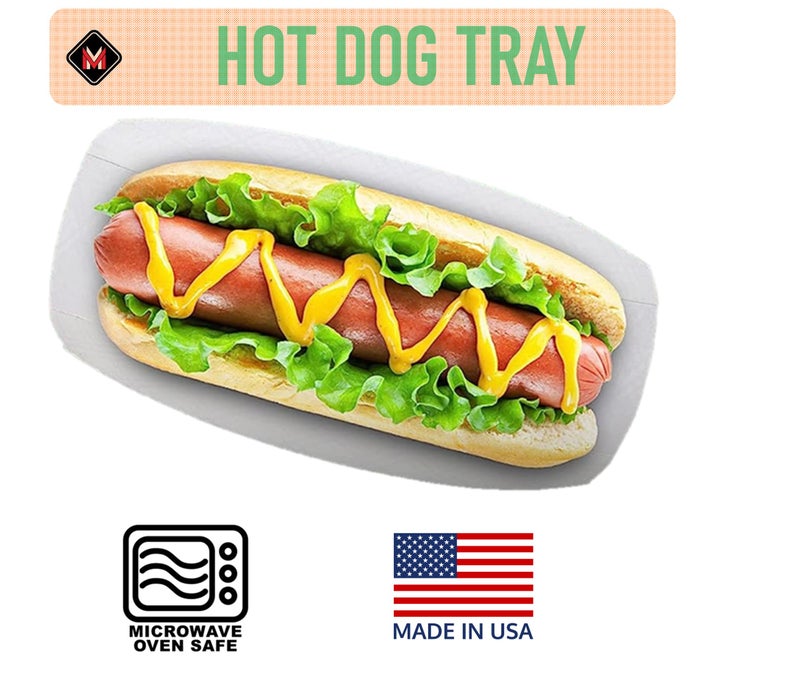 Mr. Miracle Mr Miracle 7 Inch Paper Hot Dog Tray in Red White Pattern. Pack of 50. Disposable, Recyclable and Fully Biodegradable. Made in USA - Image 4