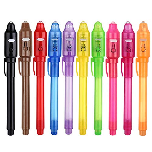 SCStyle Invisible Ink Pen 10Pcs Latest Spy Pen with uv Light Magic Spy Marker Kid Pens for Secret Message and Birthday PartyWriting Secret Message for Easter Day Halloween Christmas Party Bag Gift - Image 1