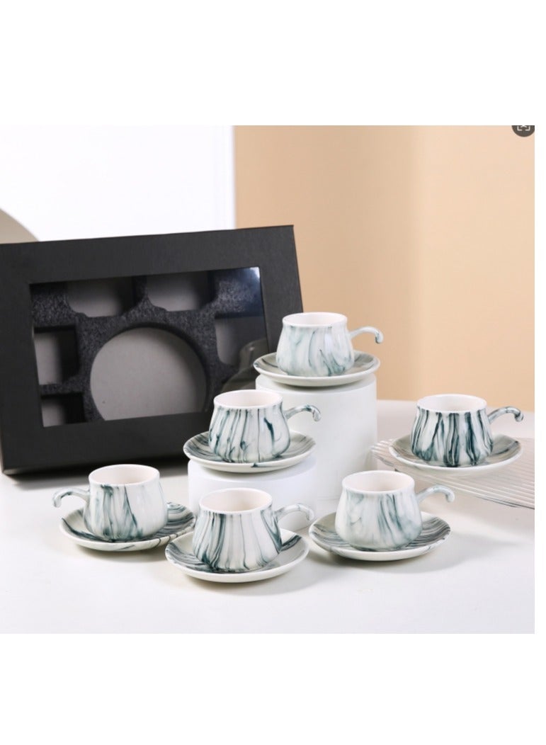 6 Sets Of Luxury Porcelain Turkish Coffee Cup Set Elegant Design Modern Espresso Cup Set Boutique Arabic Tea Cups Arabic Coffee Cup - Image 1