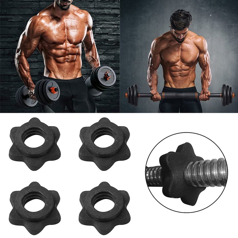 CALIDAKA 4pcs Spinlock Collars, Dumbbell Hex Nut, Dumbbell Rod Nut, 1 Inch Standard Barbell Screw Collar, Nonslip Dumbbell Screw Clamps for Dumbell Weight Lifting Fitness Training - Image 3