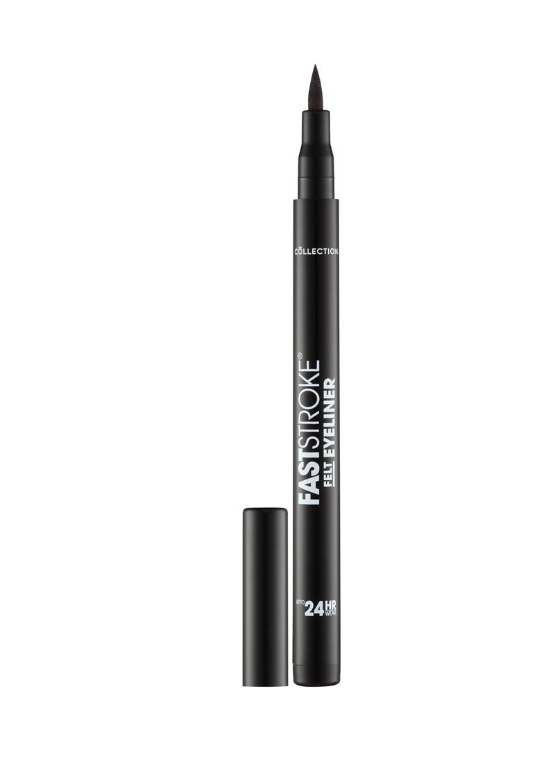 Collection Cosmetics Fast Stroke Felt Tip Eyeliner with Fine Tip Long Lasting 24h Quick Drying Formula 4ml Black - Image 1